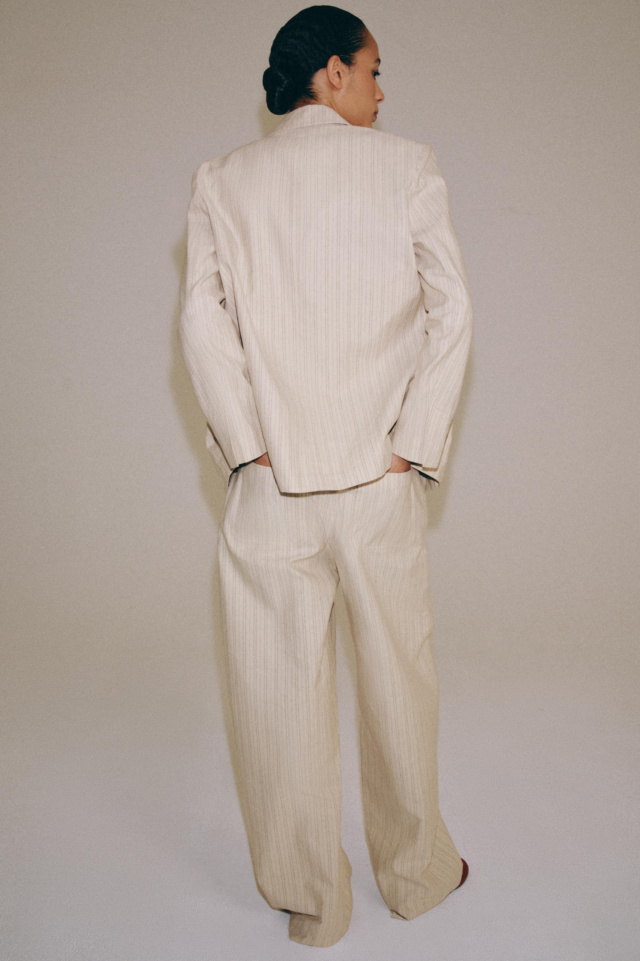STRIPED LINEN-BLEND ZW COLLECTION PANTS